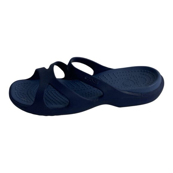 Crocs Kelli Iconic Strappy Slide On Sandal Women's 10 Navy Blue Comfort - Picture 9 of 11